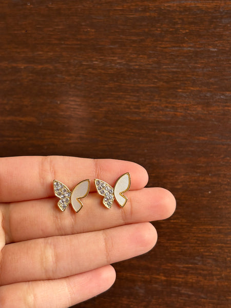 Ivory Sparkle Butterfly Studs