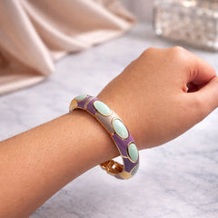 Lavender Mint Enamel Bamboo Gold Bracelet