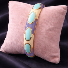Lavender Mint Enamel Bamboo Gold Bracelet