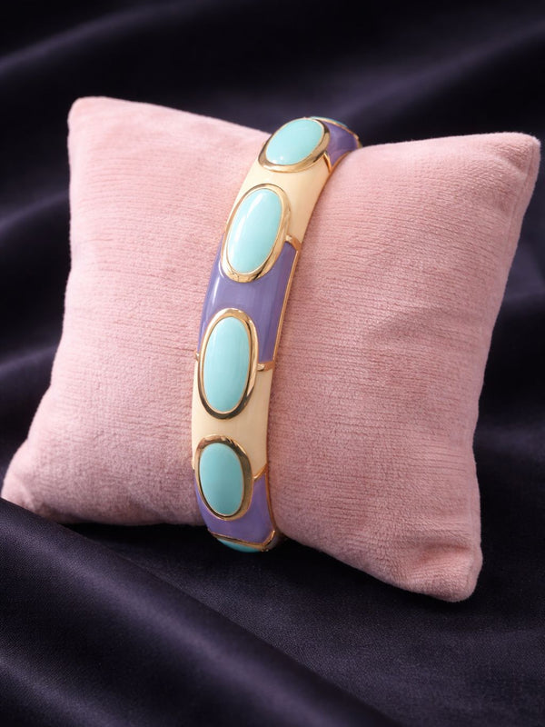 Lavender Mint Enamel Bamboo Gold Bracelet