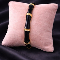 Midnight Luxe Bamboo Enamel Gold Bracelet