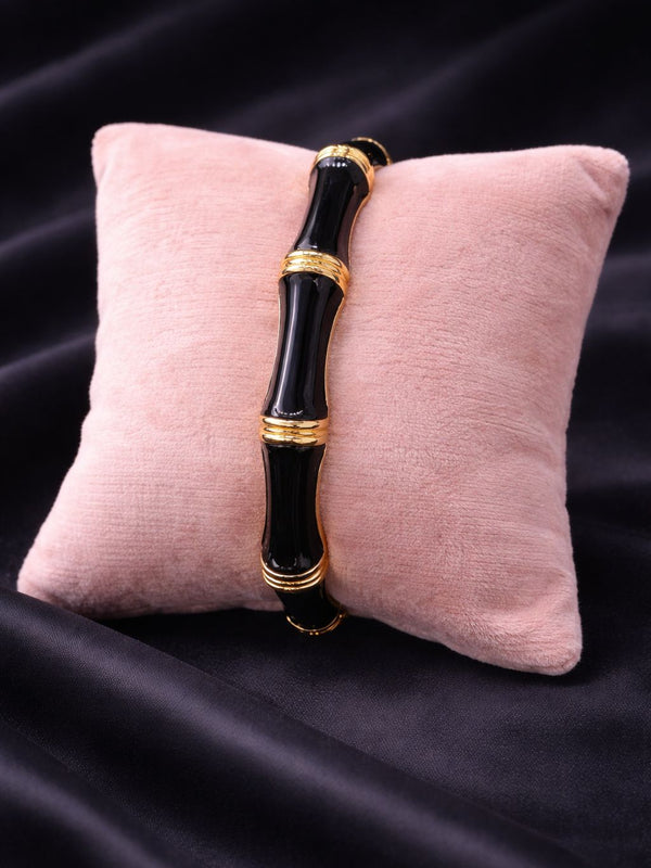 Midnight Luxe Bamboo Enamel Gold Bracelet