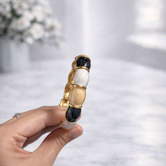 Monochrome Luxe Enamel Gold Bangle