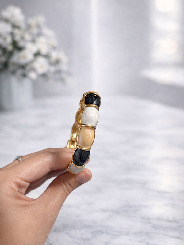 Monochrome Luxe Enamel Gold Bangle