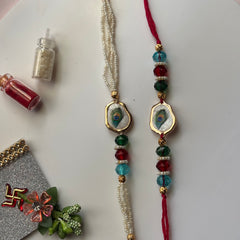 Mor Pankh Rakhi Bracelet Set
