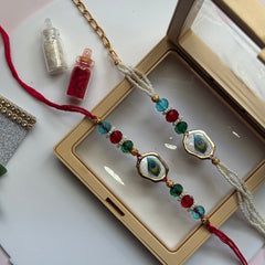 Mor Pankh Rakhi Bracelet Set