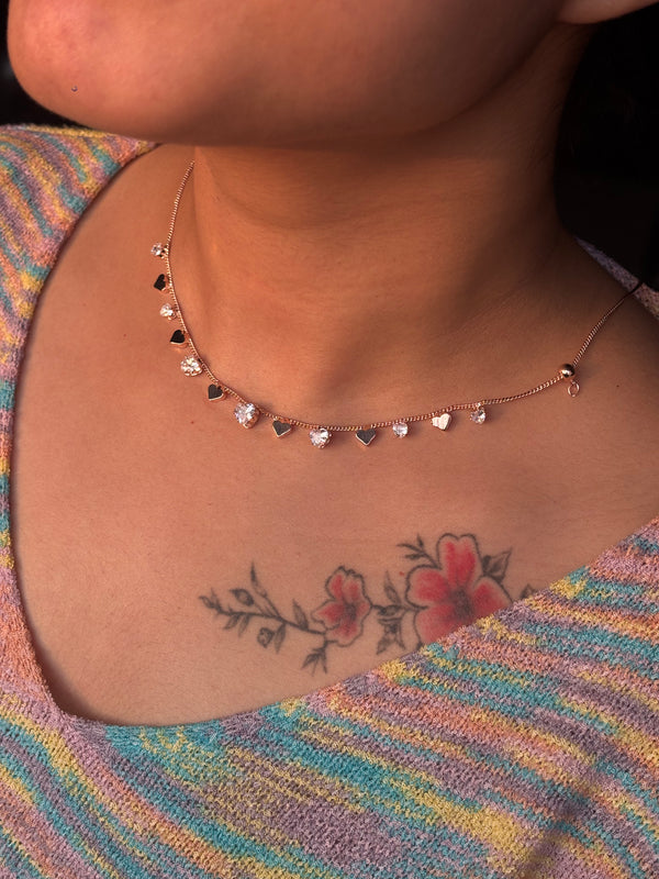 Multi Heart Crystal Choker Set AD