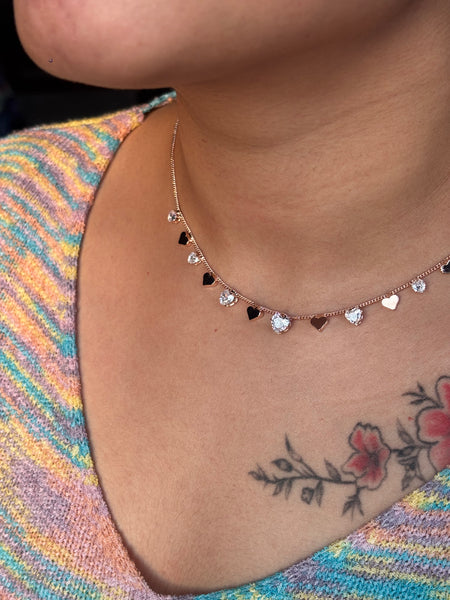Multi Heart Crystal Choker Set AD