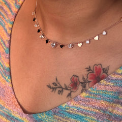 Multi Heart Crystal Choker Set AD