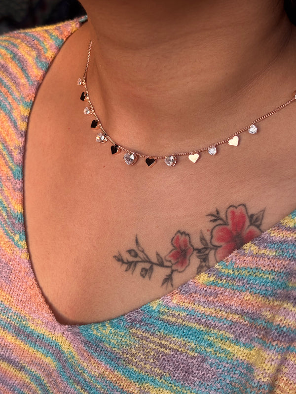 Multi Heart Crystal Choker Set AD