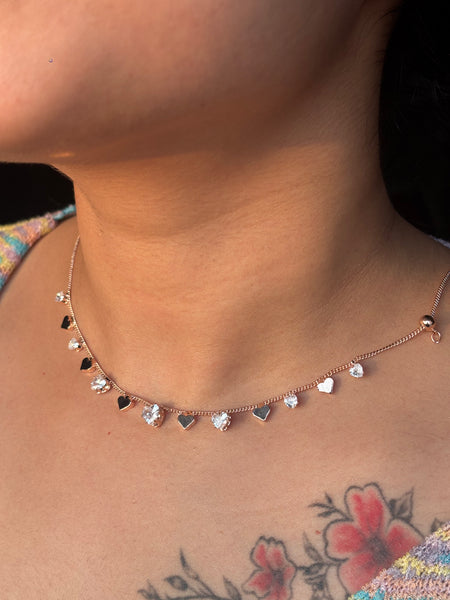 Multi Heart Crystal Choker Set AD