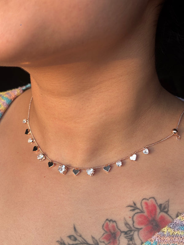 Multi Heart Crystal Choker Set AD