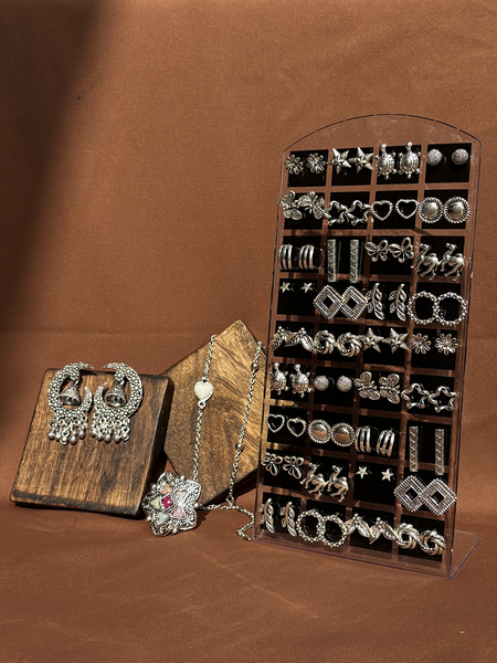 Oxidised Silver Jewellery Set – Jhumka, Bracelet, Necklace + Surprise