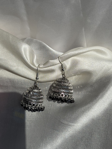 Oxidized Silver Jhumka Earrings – Kridha