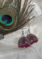 Oxidized Silver Pink Jhumka Earrings 