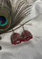 Oxidized Silver Red Jhumka Earrings 