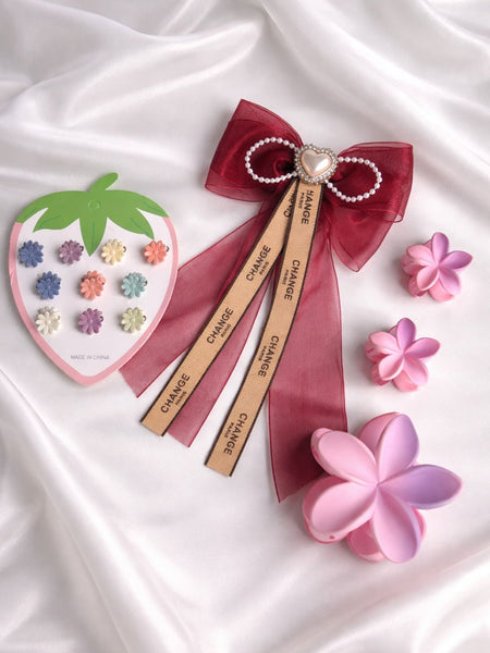 Pastel Bloom Hair Accessories Combo Set