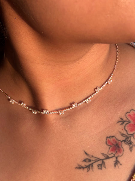 Pearl Crystal Choker Set AD