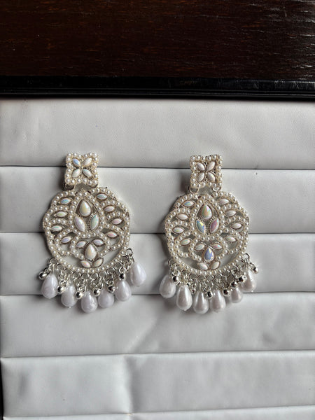Pearl Kundan Dangler Earrings