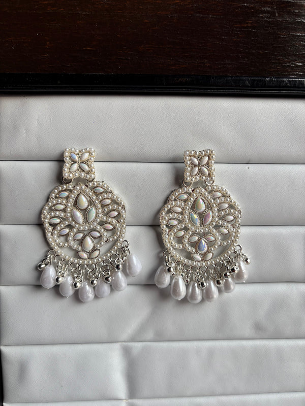 Pearl Kundan Dangler Earrings