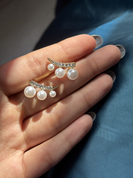 Pearl Arc Gold Plated Stud Earrings – Kridha