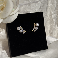 Pearl Arc Gold Plated Stud Earrings – Kridha