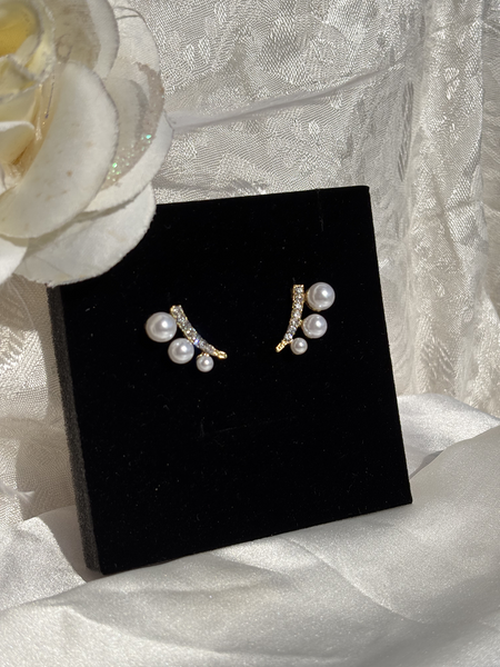 Pearl Arc Gold Plated Stud Earrings – Kridha