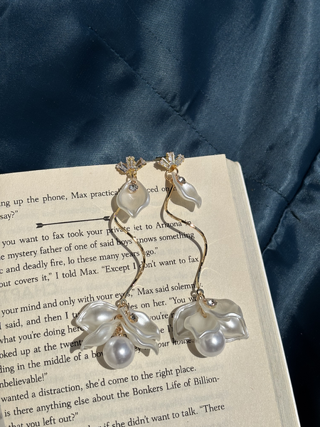 Pearl Orchid Whisper Gold Plated Drop Earrings – Kridha