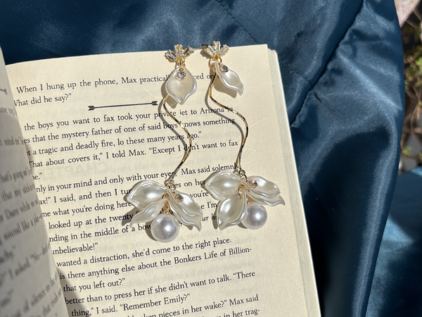 Pearl Orchid Whisper Gold Plated Drop Earrings – Kridha