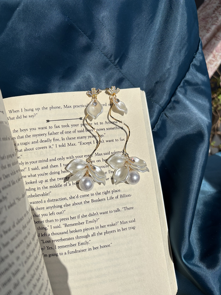 Pearl Orchid Whisper Gold Plated Drop Earrings – Kridha