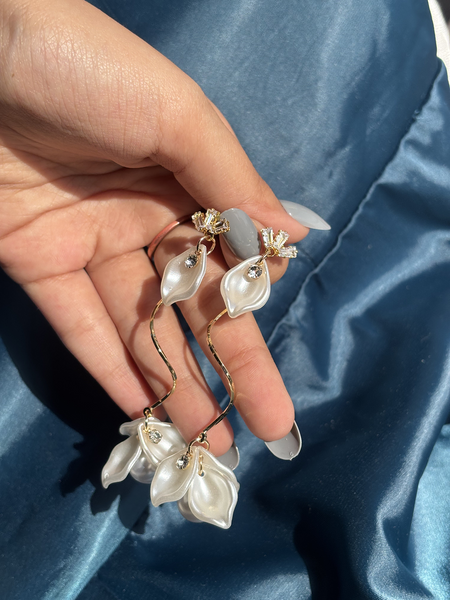 Pearl Orchid Whisper Gold Plated Drop Earrings – Kridha
