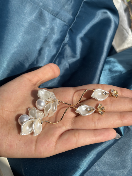 Pearl Orchid Whisper Gold Plated Drop Earrings – Kridha