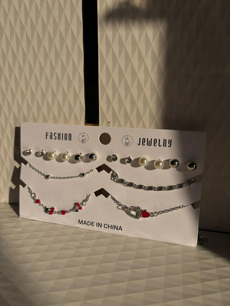 Pearl & Silver bracelet Combo Set