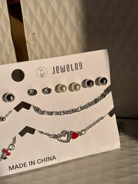 Pearl & Silver bracelet Combo Set