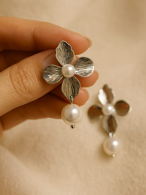 Petal Pearl Cascade Earrings