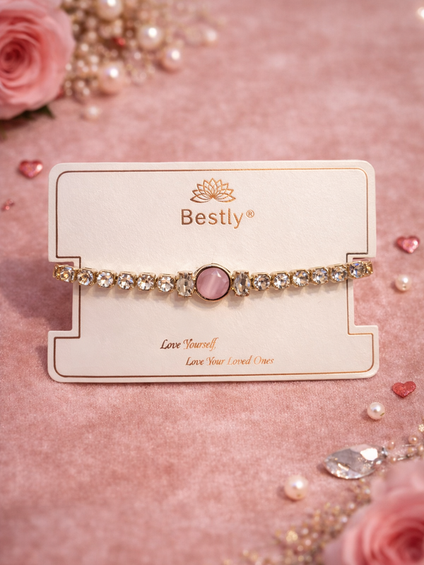Pink Stone Crystal Tennis Bracelet