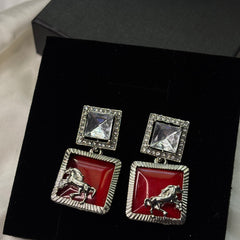 Ruby Silver Stallion Earring