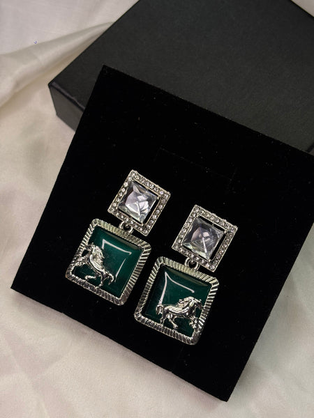 Ruby Silver Stallion Earring
