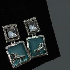 Ruby Silver Stallion Earring