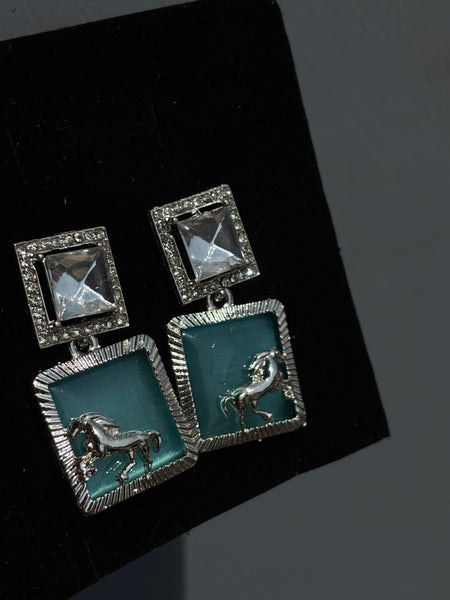 Ruby Silver Stallion Earring