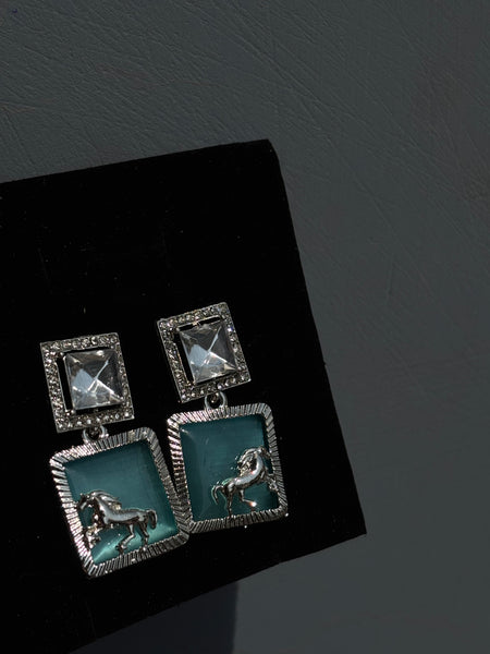 Ruby Silver Stallion Earring