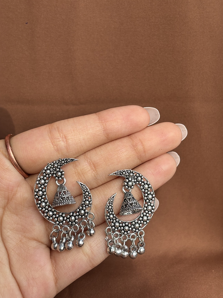 Oxidised Silver Jewellery Set – Jhumka, Bracelet, Necklace + Surprise