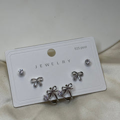 Silver Charm Trio Earrings Set