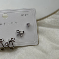 Silver Charm Trio Earrings Set
