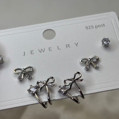 Silver Charm Trio Earrings Set