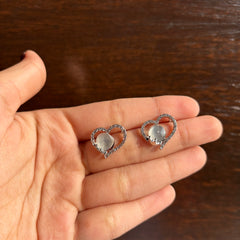 Silver Heart Crystal Studs