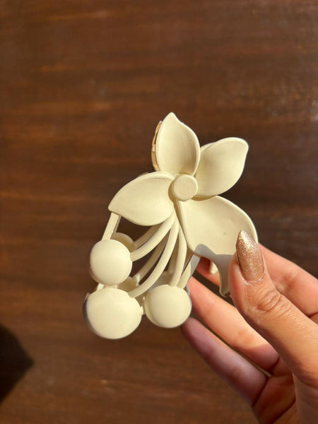 Matte Black Floral Hair Claw Clip