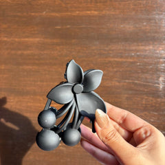 Matte Black Floral Hair Claw Clip