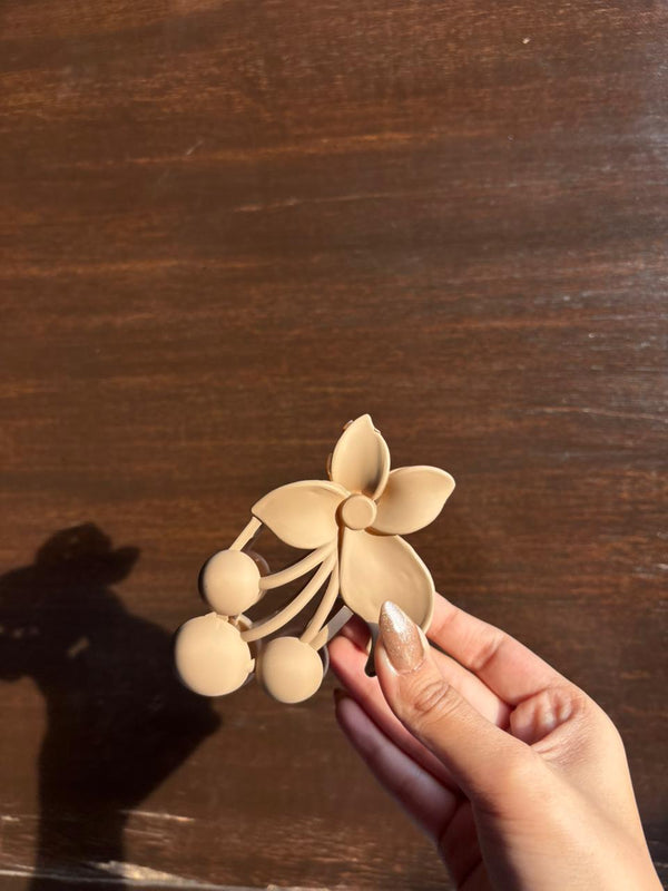 Matte Black Floral Hair Claw Clip