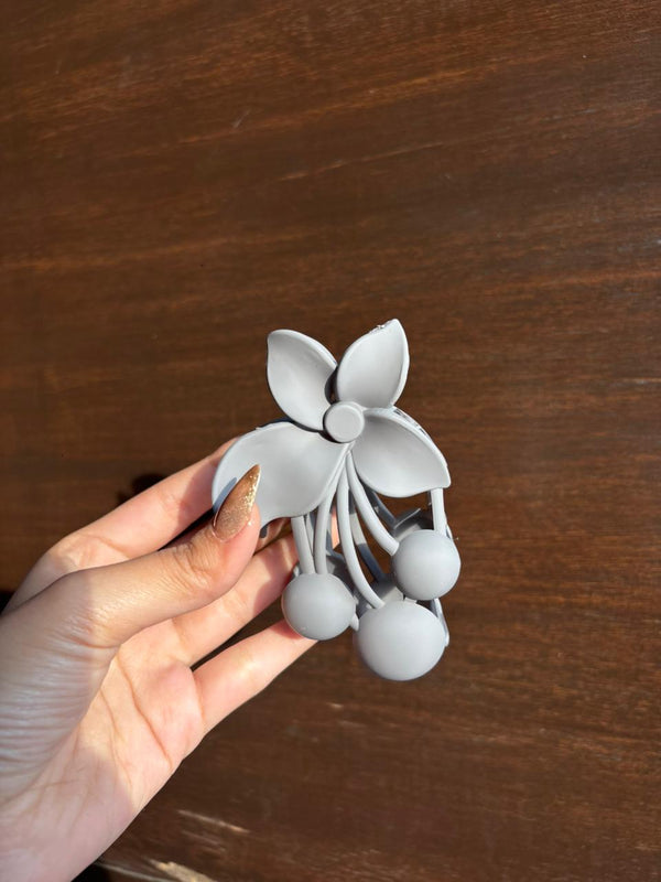 Matte Black Floral Hair Claw Clip